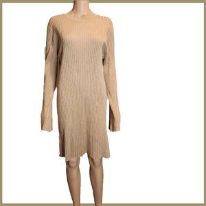 Halogen Beige Long Sleeve Knit Dress